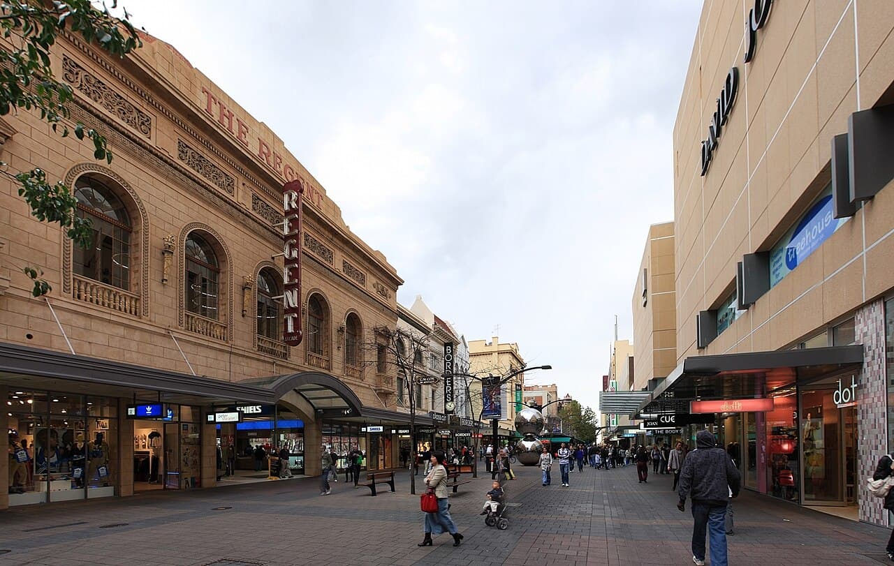 Rundle Mall, Adelaide, looking west