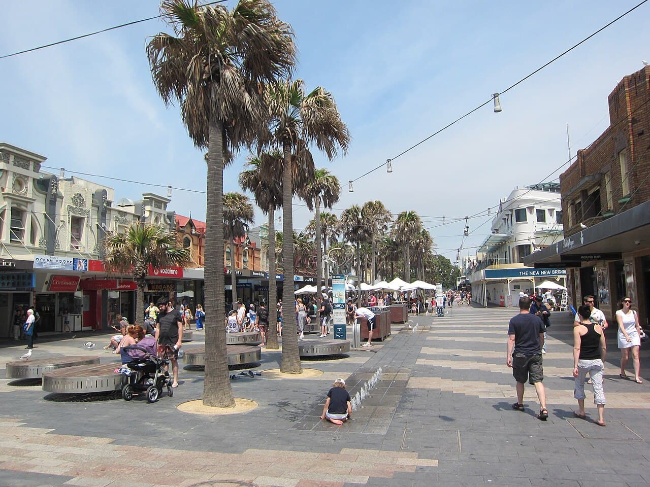 The Corso pedestrian mall in Manly, Sydney, looking toward the ocean beach