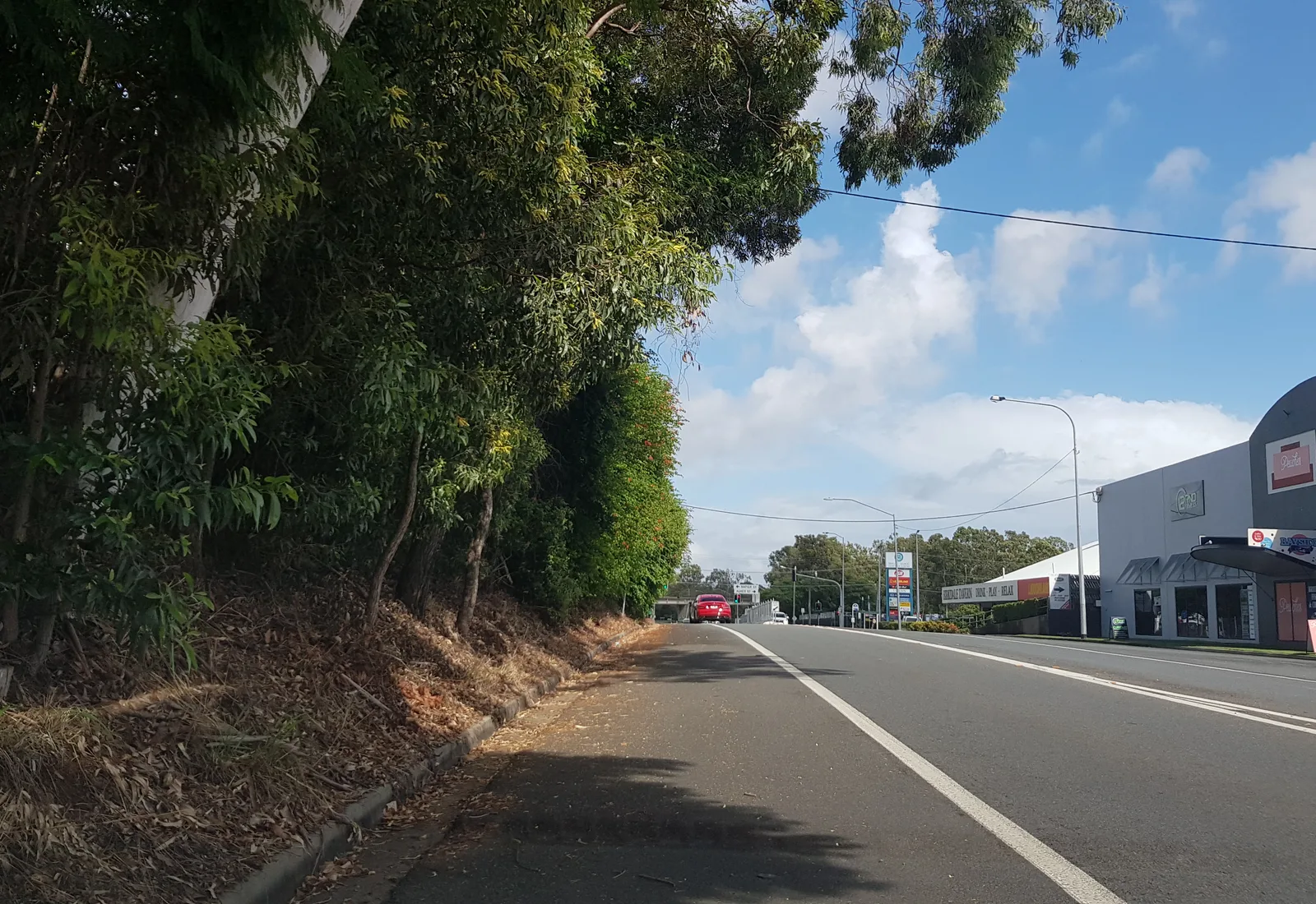 A streetscape on Birkdale Road, the large established Redlands bayside family suburb of Birkdale