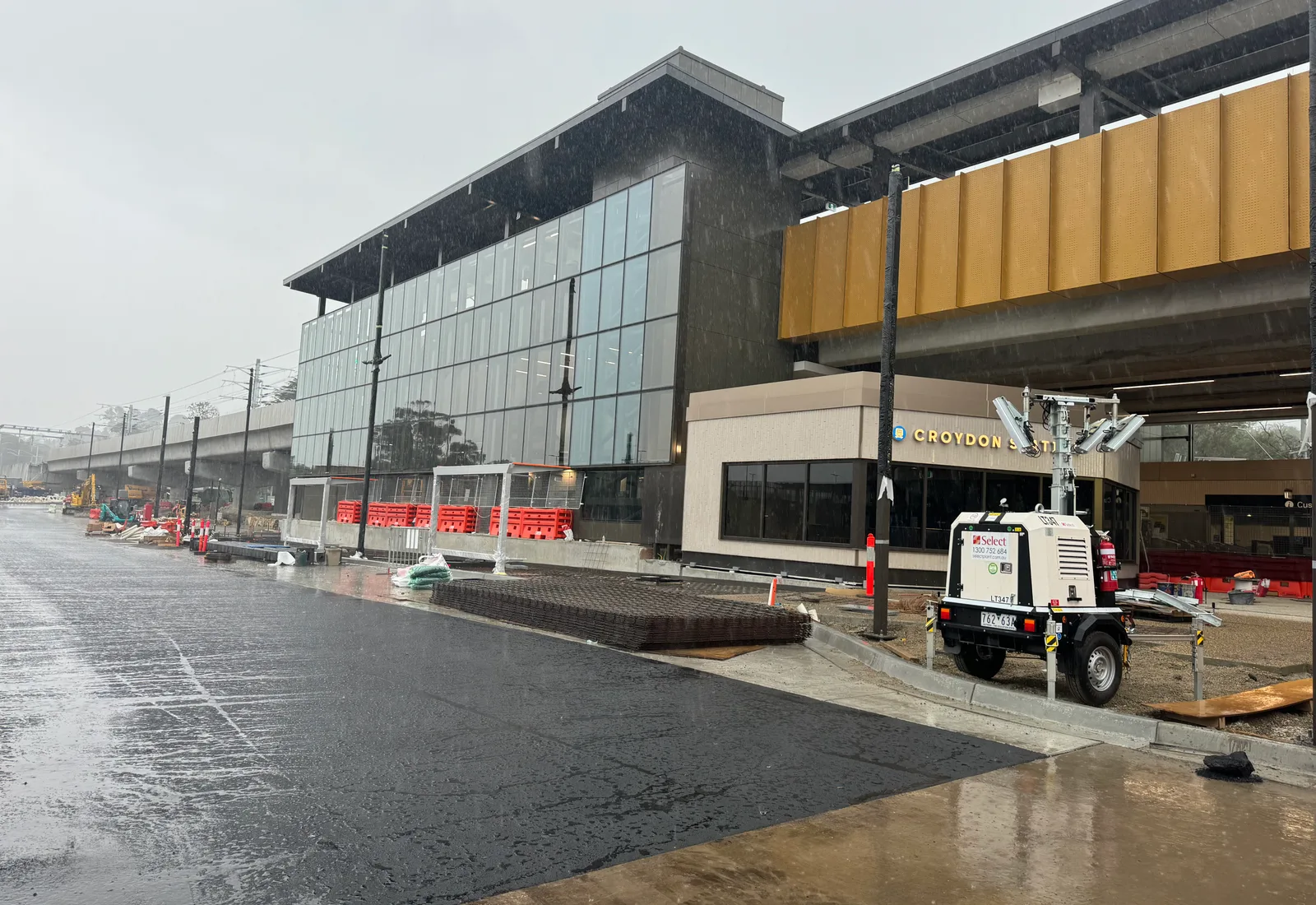 The modern Croydon railway station building on the Lilydale line, anchor of the Croydon town centre