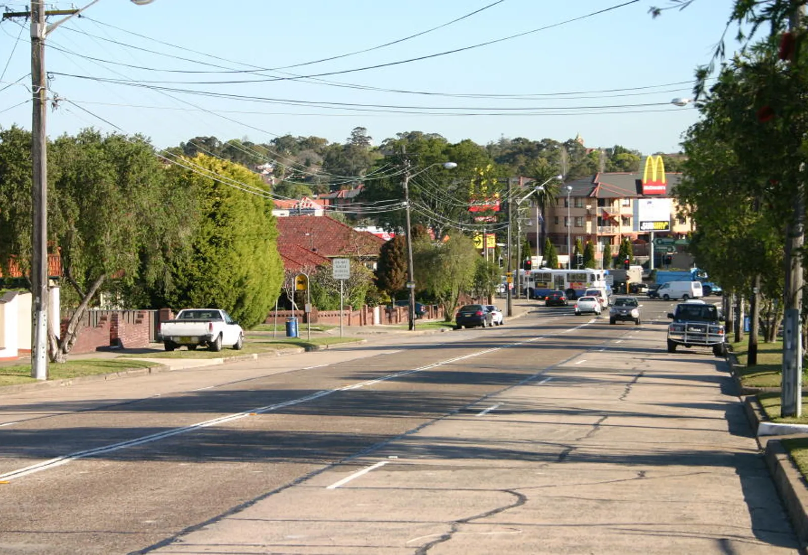 Shopfronts and street scene along Great North Road, Five Dock, looking toward Parramatta Road