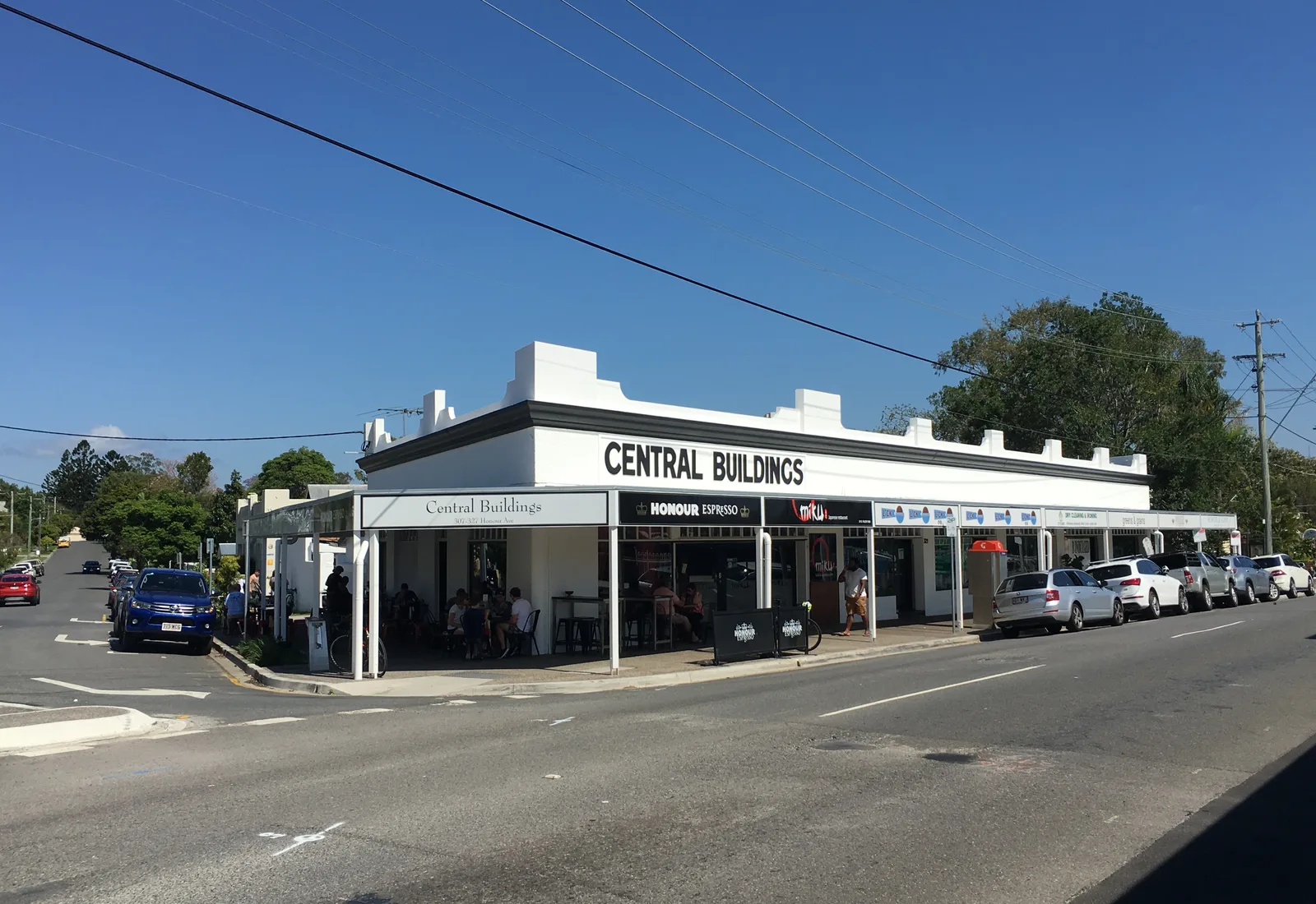 The heritage Central Buildings on the village strip at Graceville, the affluent riverside Brisbane suburb