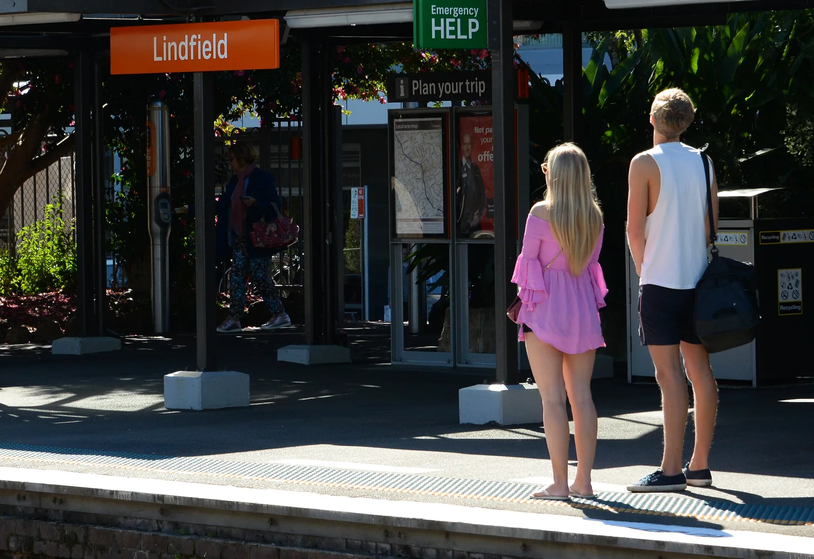 Lindfield railway station on the T1 North Shore line, anchor of the Pacific Highway village strip in the affluent upper-north-shore suburb