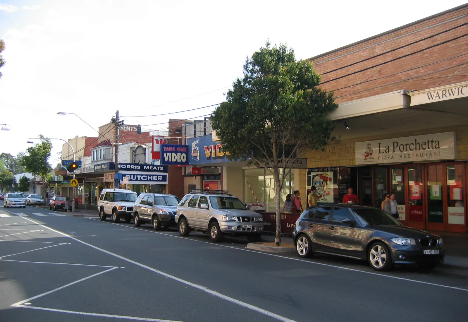 Shops along Mentone Parade in the bayside village of Mentone, Victoria