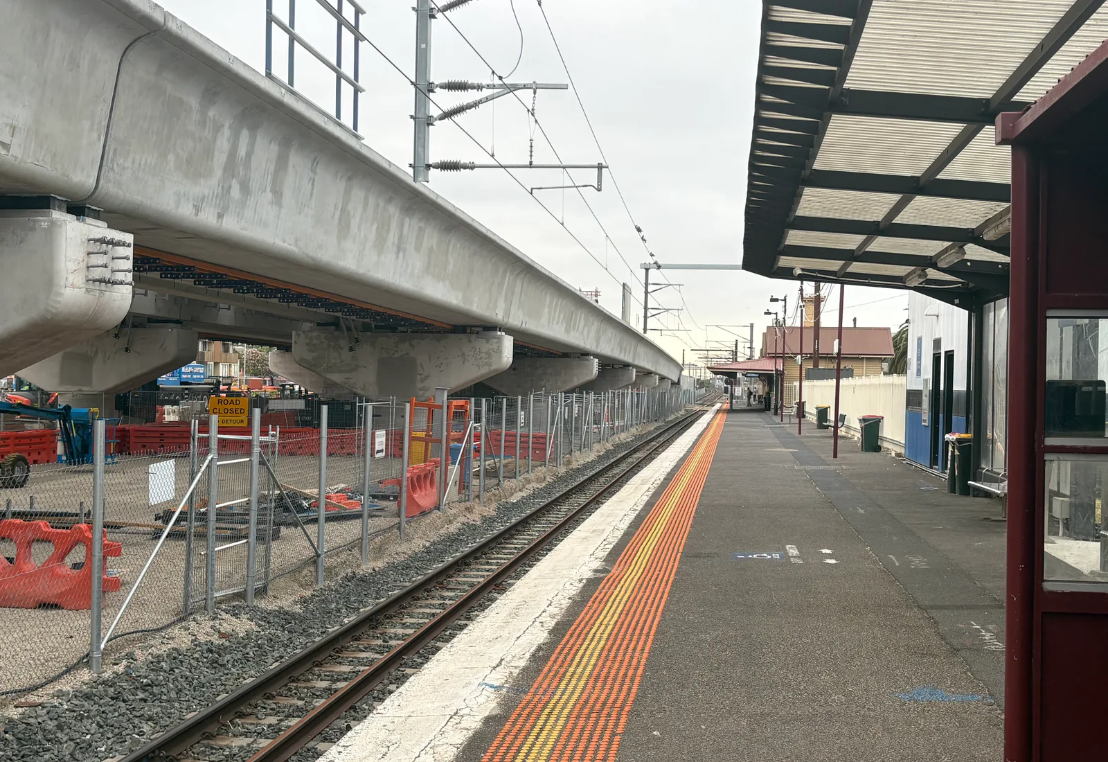 The rebuilt Mordialloc railway station on the Frankston line, anchor of the Mordialloc bayside village