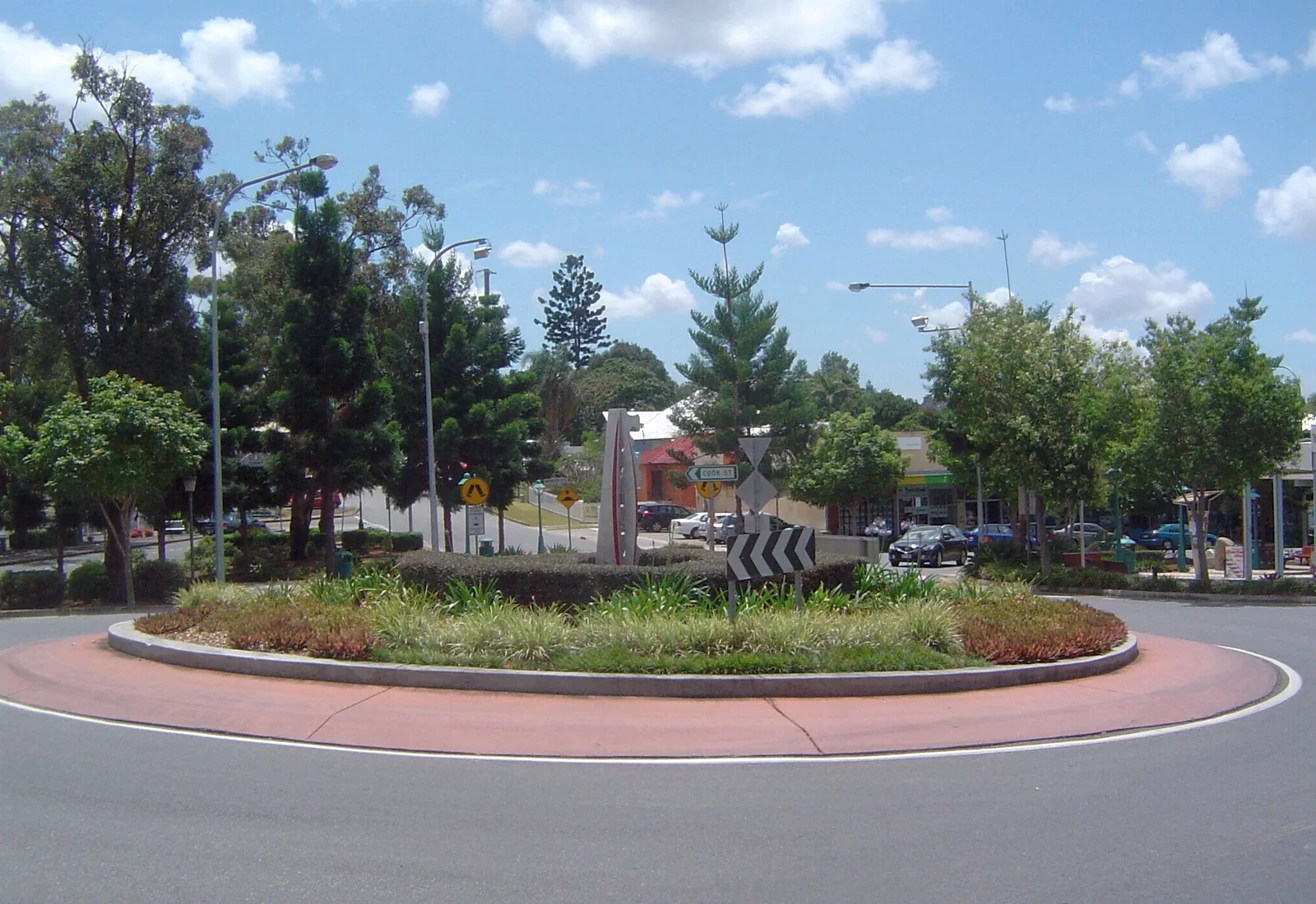 The Oxley central roundabout and local centre, in the comfortable south-western Brisbane family suburb of Oxley