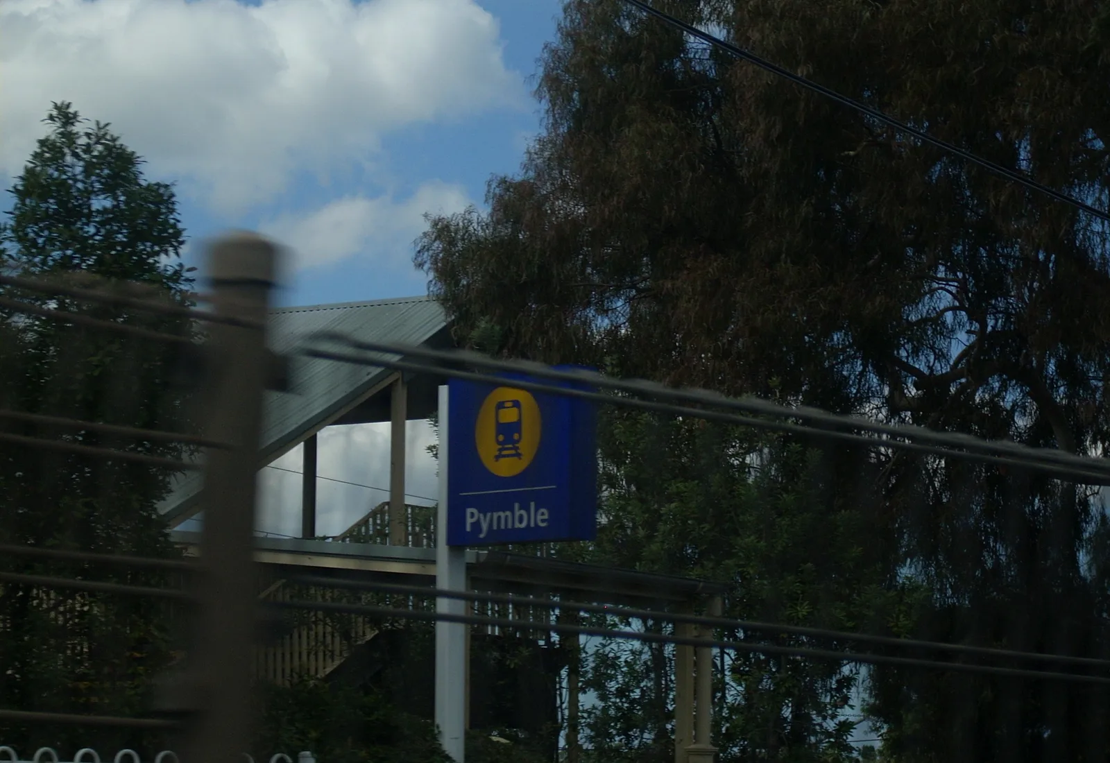 Pymble railway station seen from the Pacific Highway on the T1 North Shore line, anchor of the residential upper north shore suburb of Pymble