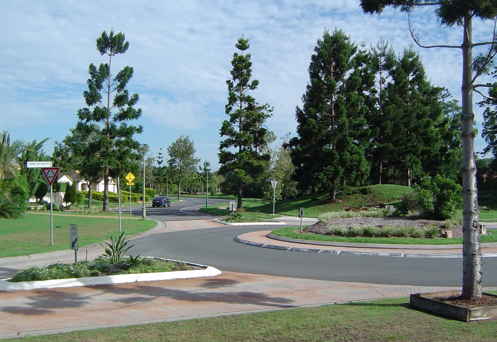 A streetscape on Sinnamon Road at Sinnamon Park, the affluent diverse Centenary family suburb in south-western Brisbane