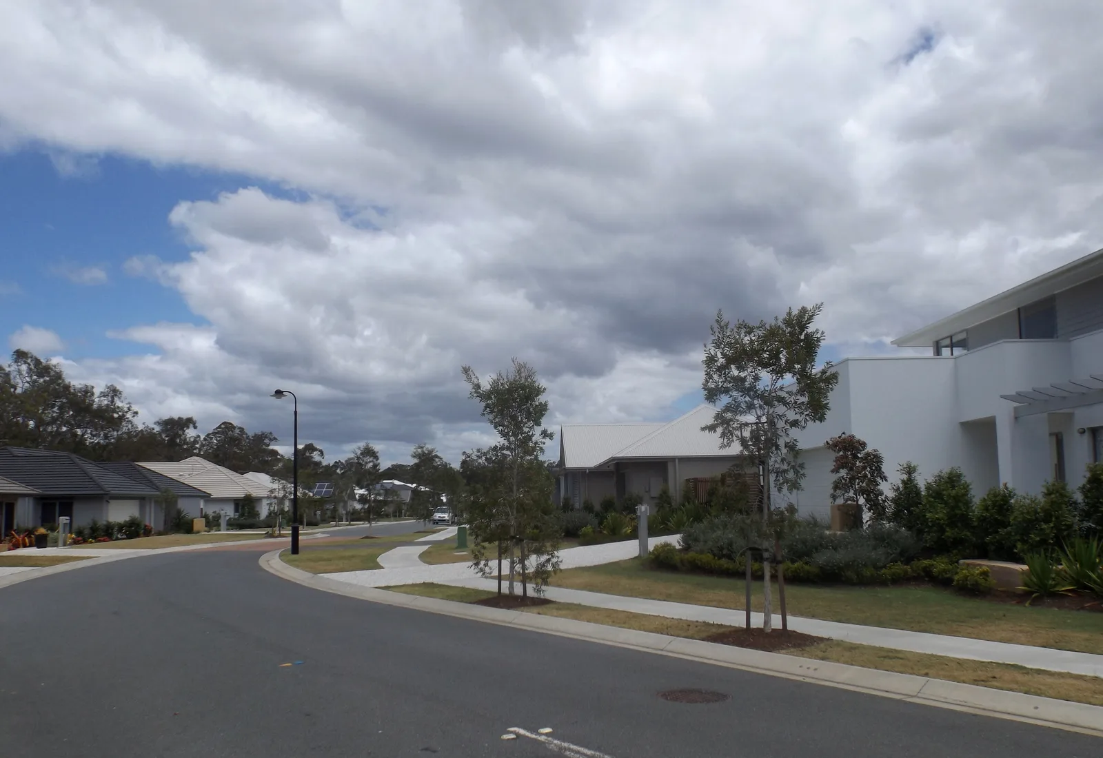 A streetscape in the affluent newer master-planned family estate of Wakerley in Brisbane's east